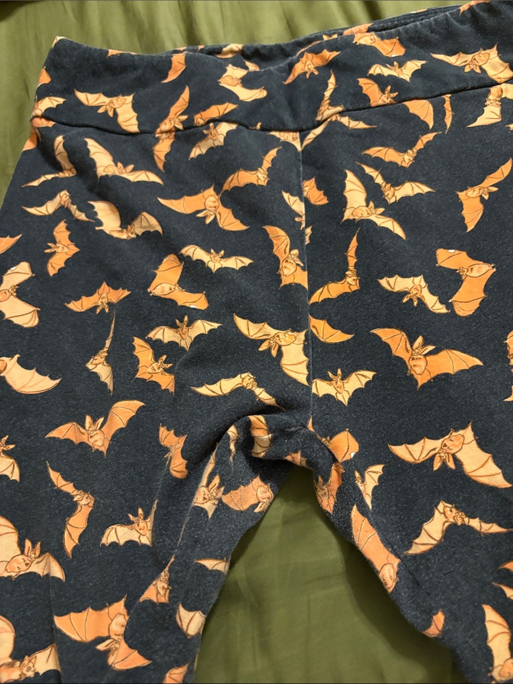 Modcloth Black Leggings with Orange Bat Print